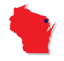 Wisconsin with blue star showing where Beecher-Dunbar-Pembine is located